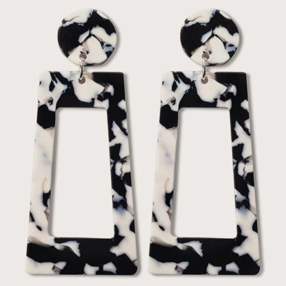 Marbled Rectangle Earrings - Picture 2 of 6